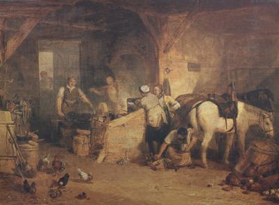 Joseph Mallord William Turner A country blacksmith disputing upon the price of iron,and the price charged to the butcher for shoeing his pony (mk310 China oil painting art